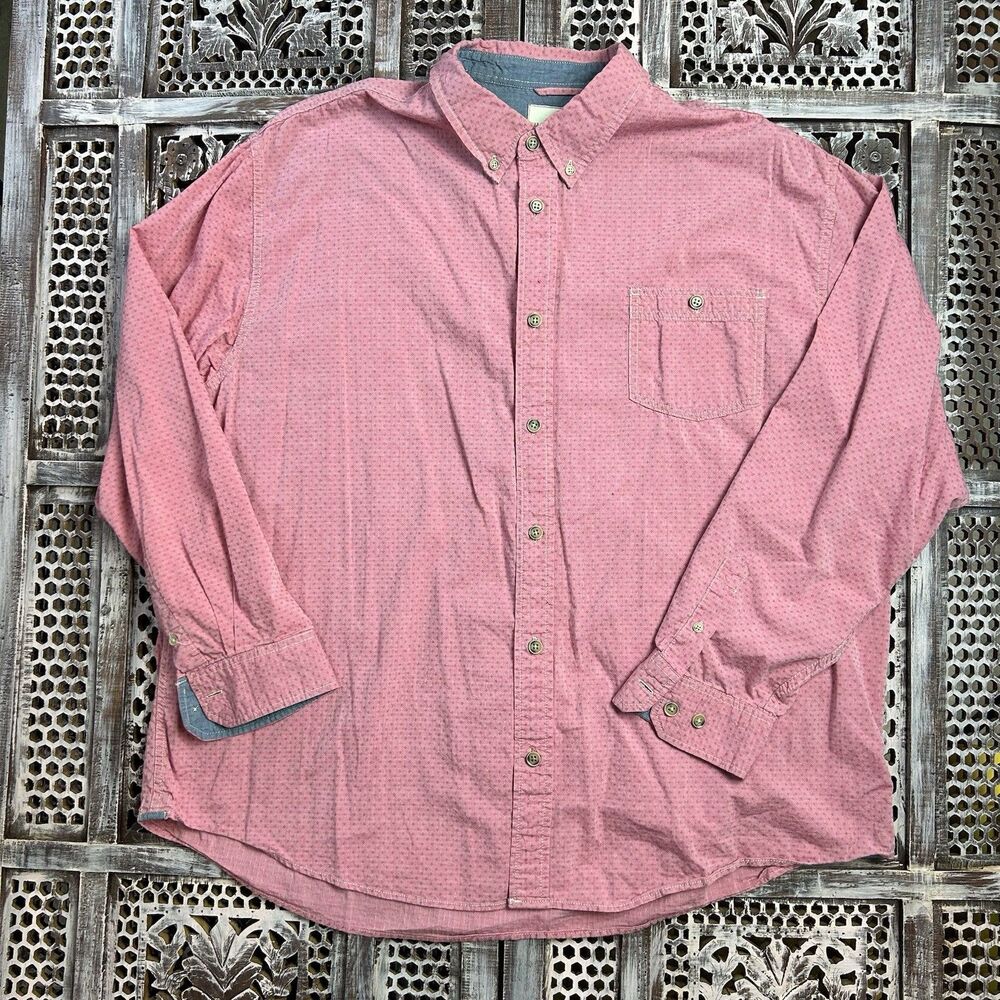 Weatherproof Vintage Red/Pink Men’s 2XL Long Sleeve Button Down Shirt